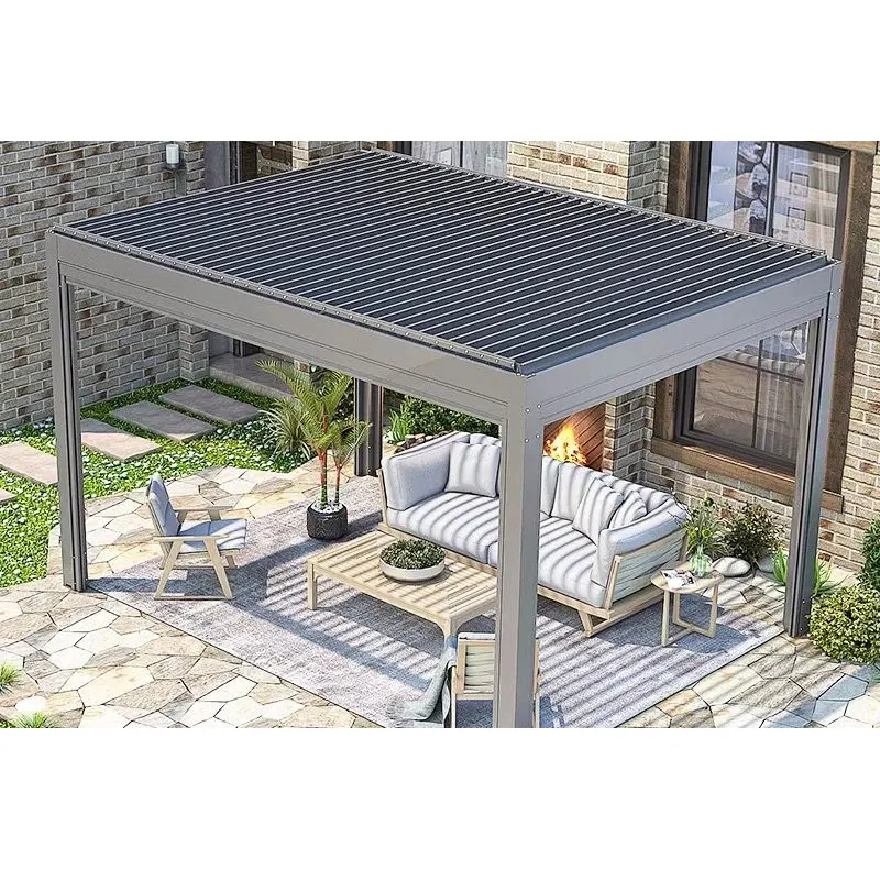 Jardín Patio Louvered Bioclimatique Gazebo Techo Aluminio Pérgola