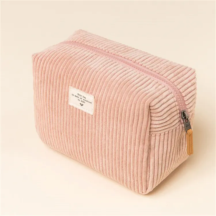 En gros Doux Coton Cosmétique Sac Beauté Portable Velours Côtelé Maquillage Sac Écologique Coton Velours Côtelé Cosmétique Sac