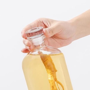 ガラスストッパー付き透明空厚底丸酒スピリッツウォッカラムジンガラスボトル500ml