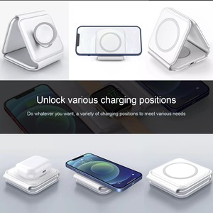 Custom Logo 3in1 Foldable <strong>Small</strong> Wireless Charger Pad Foldable Folding 3-In-1 Magnetic Wireless Charger 3 in 1 Stand for <strong>Apple</strong> - Product Image 5