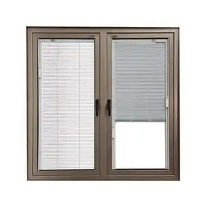 Ventana de aluminio hecha a medida, marco de aluminio moderno, ventanas abatibles de vidrio de doble acristalamiento con persianas enrollables integradas - Product Image 4