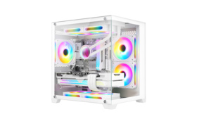 工場OEM白黒カラーMicro-ATX強化ガラスARGBファンケースUSB3.0ミッドタワーゲーミングPCコンピューターシャーシ (デスクトップ用) - Product Image 4