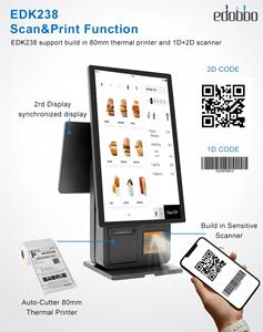 23.8 Inch Black Desktop POS Kiosk Windows Payment System with SDK Store Printing Scanner Printer and Kiosk Machine