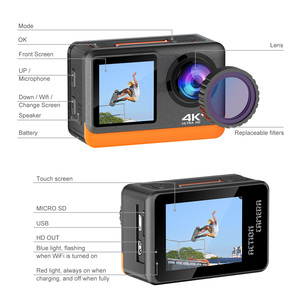 กล้องแอคชั่น 4K กล้องกีฬา WiFi พร้อมหน้าจอสัมผัส 16MP 30M กล้องกันน้ําใต้น้ํา 170 มุมกว้าง - Product Image 6
