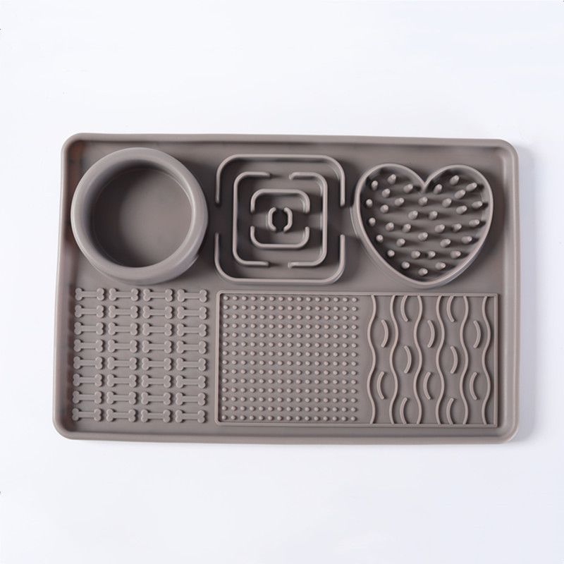 Grand tapis de slow food gris pour animaux de compagnie