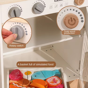 Nhà máy trực tiếp trẻ em bằng gỗ mô phỏng nhà bếp đặt máy nướng bánh mỳ Máy pha cà phê bằng gỗ Đồ chơi nhà bếp - Product Image 4