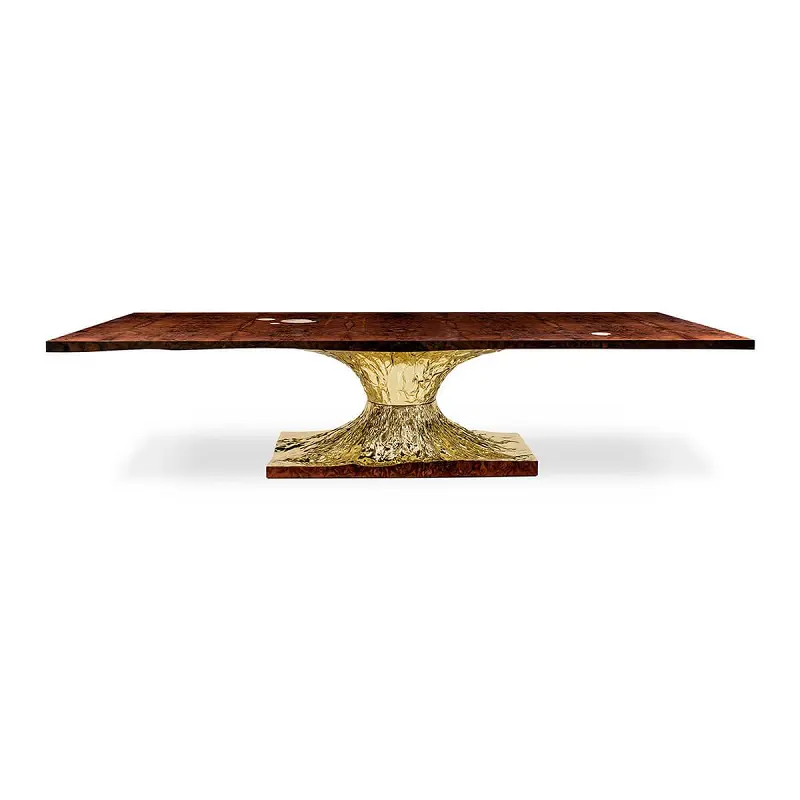 Набор из золотого латунного роскошного обеденного стола, изготовленный в Китае, ручная резьба, бытовая мебель из цельного дерева, стулья, обеденный стол