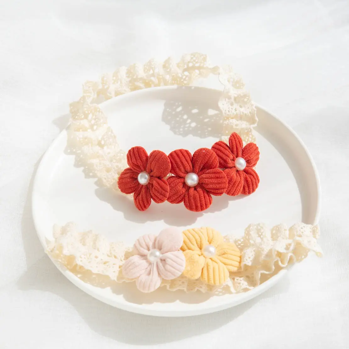 Hot-selling flower headband with cotton lace decoration for kids and sweet hair bands for babies