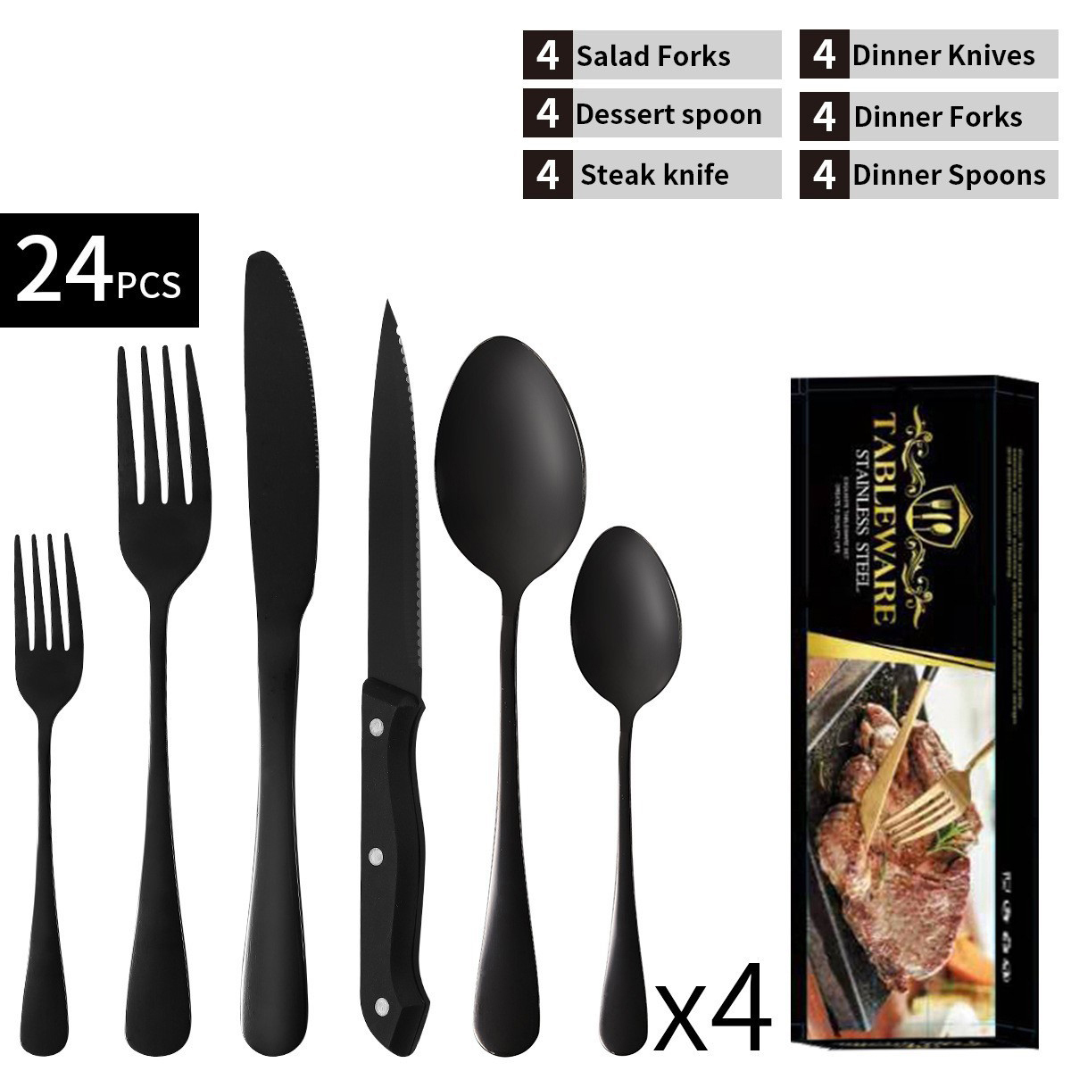 Noir (couteau noir) 4Set