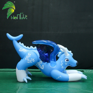 弘毅最新设计蓝色充气龙人物打火机玩具与星空翅膀龙充气动画