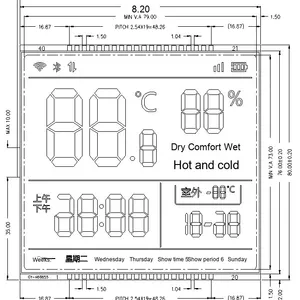 LCD-Module mit schwarzem Text Weißer Hintergrund HTN-Segmentcode-Anzeige für Klimaanlagen-Thermostat-LCD - Product Image 2