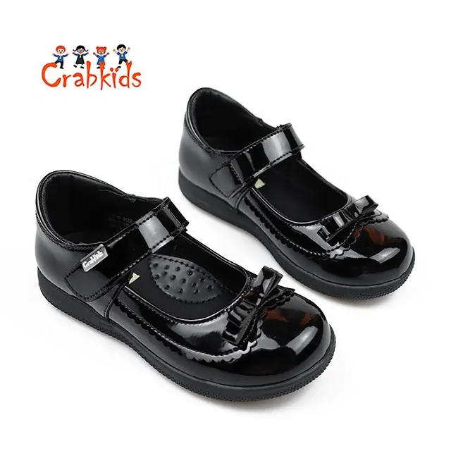 Crabkids 2023 Sapatos escolares infantis com fundo de borracha para meninas, calçados da moda para meninas