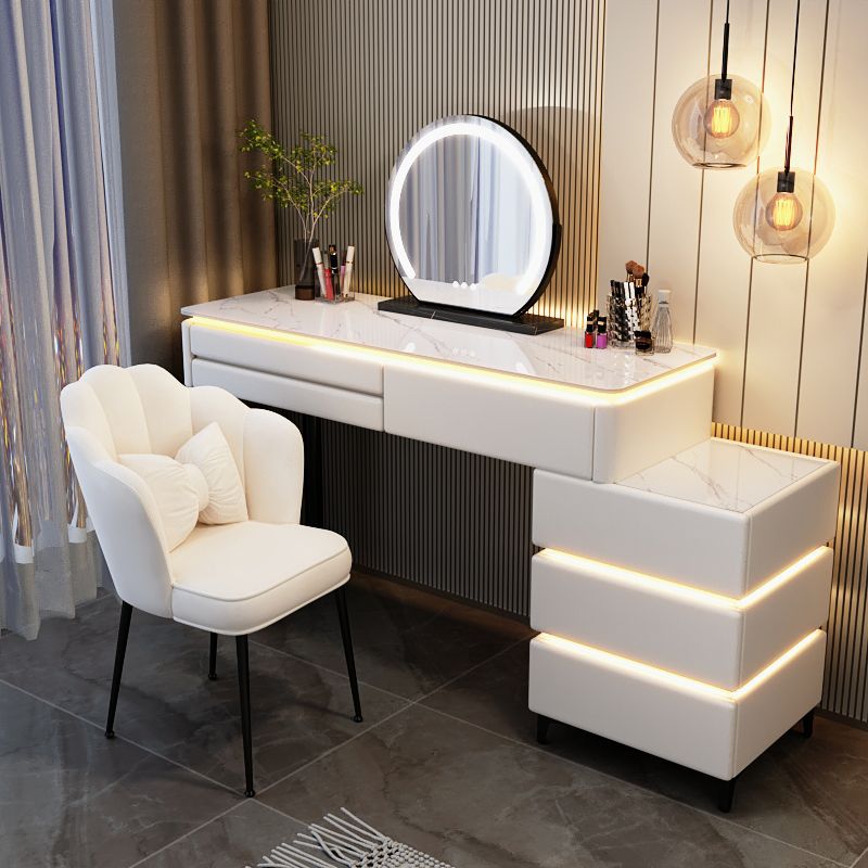 Mesa blanca de 120 cm, armario, espejo, silla de hadas