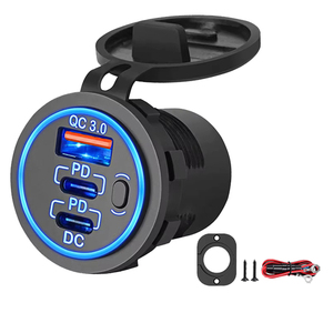 Factory Direct Sale 12V USB Outlet Wire USB Charger <strong>Multi</strong> Port, Dual PD3.0 USB C and Quick Charge3.0 <strong>with</strong> Power <strong>Switch</strong> - Product Image 1