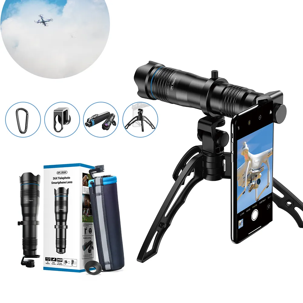 Mise à niveau Apexel HD Optics 36X objectif de caméra Mobile télescope monoculaire téléobjectif avec trépied