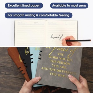 Cuaderno de incentivo de oficina A5 con logotipo personalizado con inserción de bolígrafo, superficie de cuero, libro de cuentas manuales para ideas de regalos al por mayor - Product Image 3