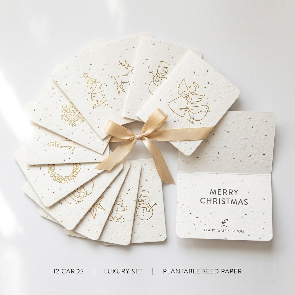 Paquet de 12 cartes de Noël plantables de luxe