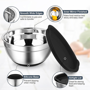 Kim loại trộn bát có nắp đậy thép không gỉ nhà bếp thiết lập cho Baking Prep nấu ăn phục vụ tùy chỉnh màu sắc và phụ kiện - Product Image 3