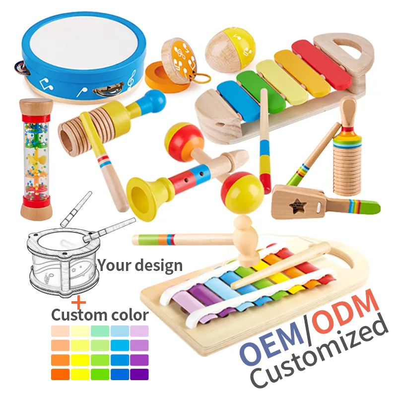 Montessori — instrument de musique éducatif, Tube de pluie perlée, hochet en bois, pour bébé