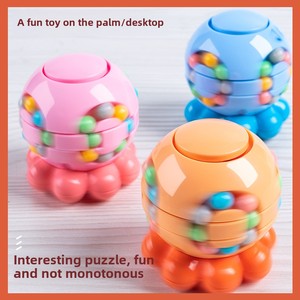 Penjualan terlaris 2-in-1 manik-manik geser gurita persegi berputar jari kacang ajaib anti-kecemasan mainan meja pendidikan - Product Image 3