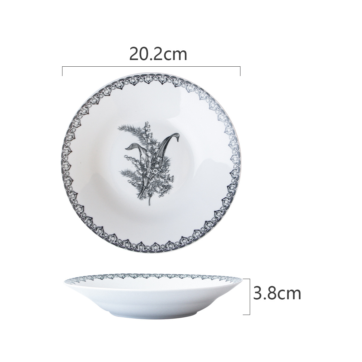 Plato de sopa azul de 8 pulgadas