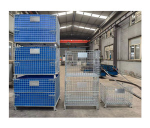 Contenedor de malla de alambre apilable logística de almacén, caja de transporte, cesta, contenedor para carga ligera - Product Image 1