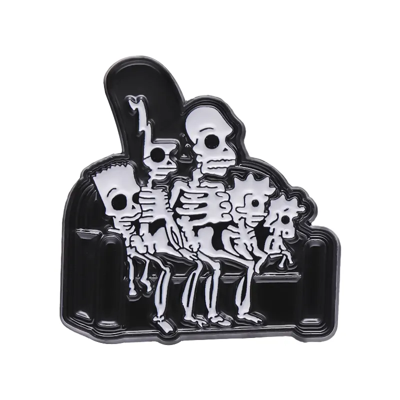 Dessin animé Anime épingles en métal personnalisé Simpsons squelette famille broches Badges Halloween émail broche