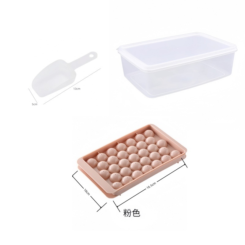 Pink*Medium--1-ball ice tray + ice box + ice shovel