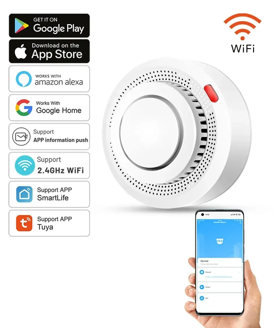 SZMYQ Tuya detektor Alarm asap, produk rumah pintar DC Sensor Alarm sistem keamanan rumah Sensor Alarm asap