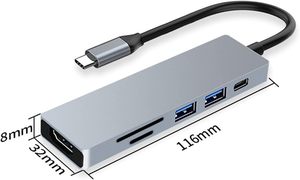 6 In 1 Hub Usb Splitter Multi adattatore compatibile tipo C a Rj45 rete Por Usb 3 .0 multiporta Dock Switch Expander Hub Usb C - Product Image 3