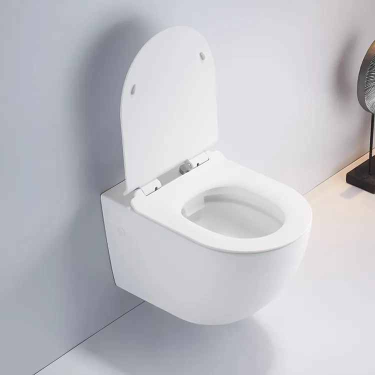 Hoge Kwaliteit Duurzame Hangende Randloze Flush U-Vormige Toiletpot Keramische Minimalistische Kartonnen Verpakking Eendelig Kantoorgebouw Wdr
