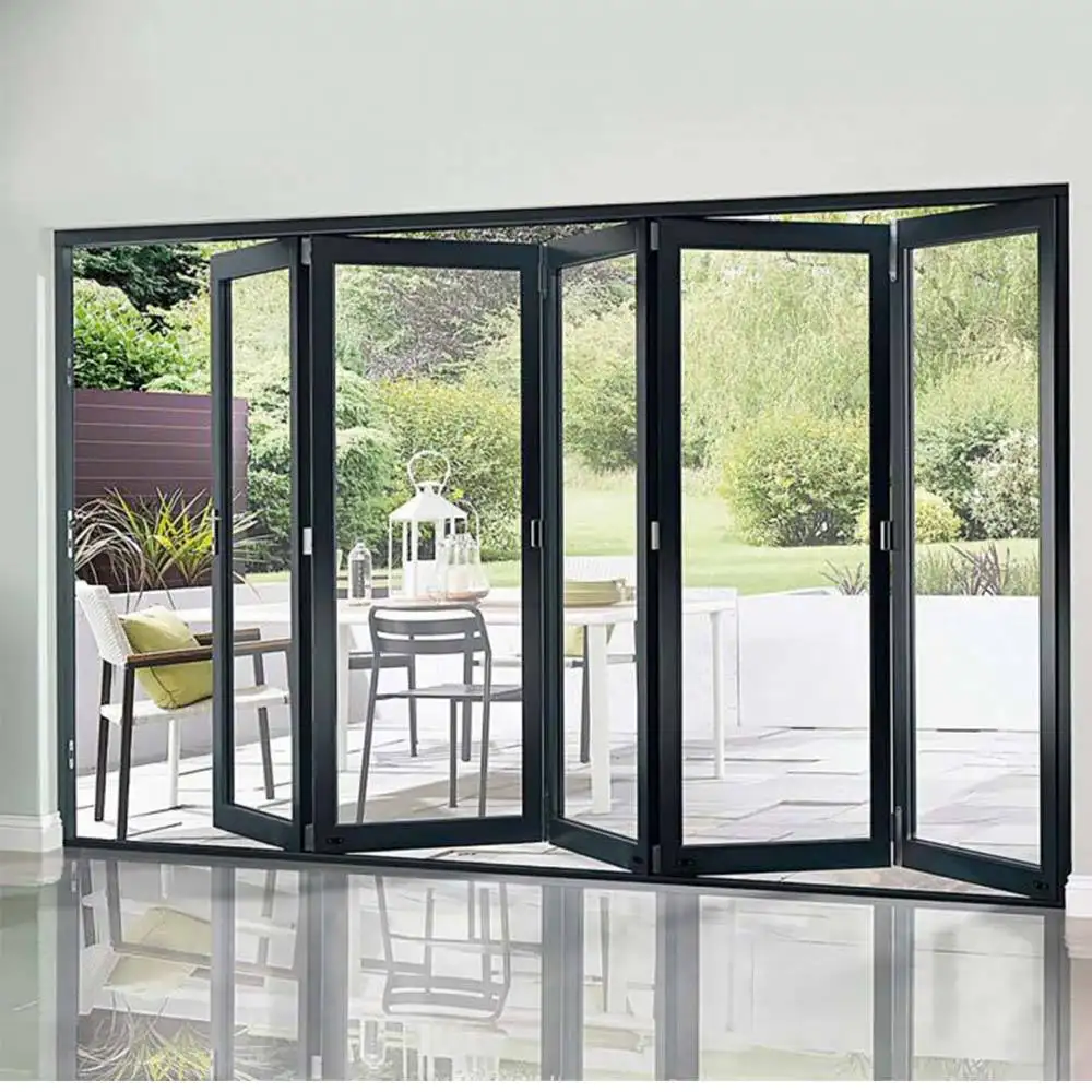 Aangepaste Beveiliging Metalen Frame Sliding Bifold Deur Aluminium Vouwen Patio Vouwdeur Bifold Deur Buiten