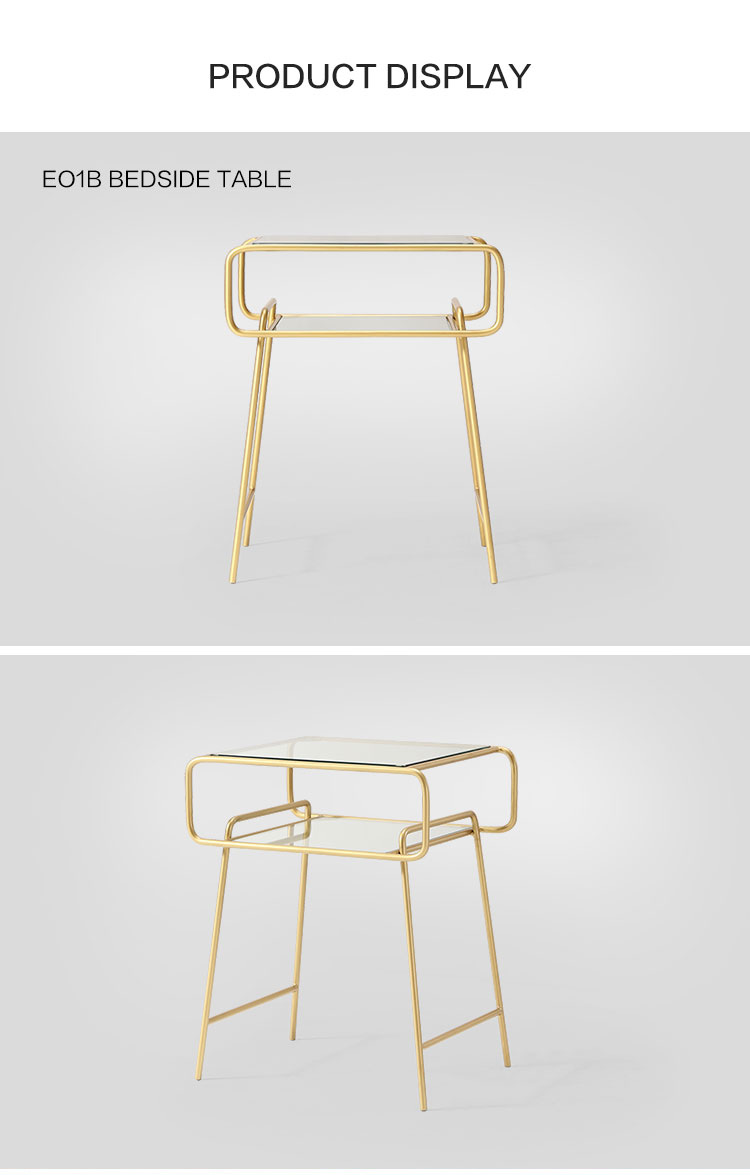 Linsy Modern Luxury Nordic Bed Side Table Glass Gold Comodini French Bedside Lamp Table Organiser Night Stand Bedroom EO1B