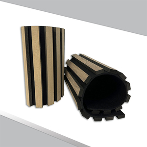 <span class=keywords><strong>Veneer</strong></span> kayu MDF Panel dinding dekoratif bentuk gelombang fleksibel keriting lampu Slat melengkung sampel Panel akustik - Product Image 5