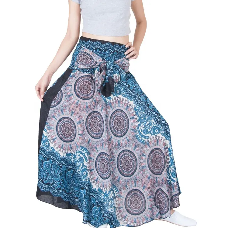 Women's bohemian indian geometric printed ethnic maxi skirts latest long skirt design 2022 summer