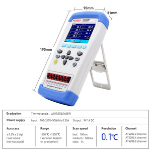Registrador de datos del controlador de temperatura digital portátil multicanal AT4202 para industrial