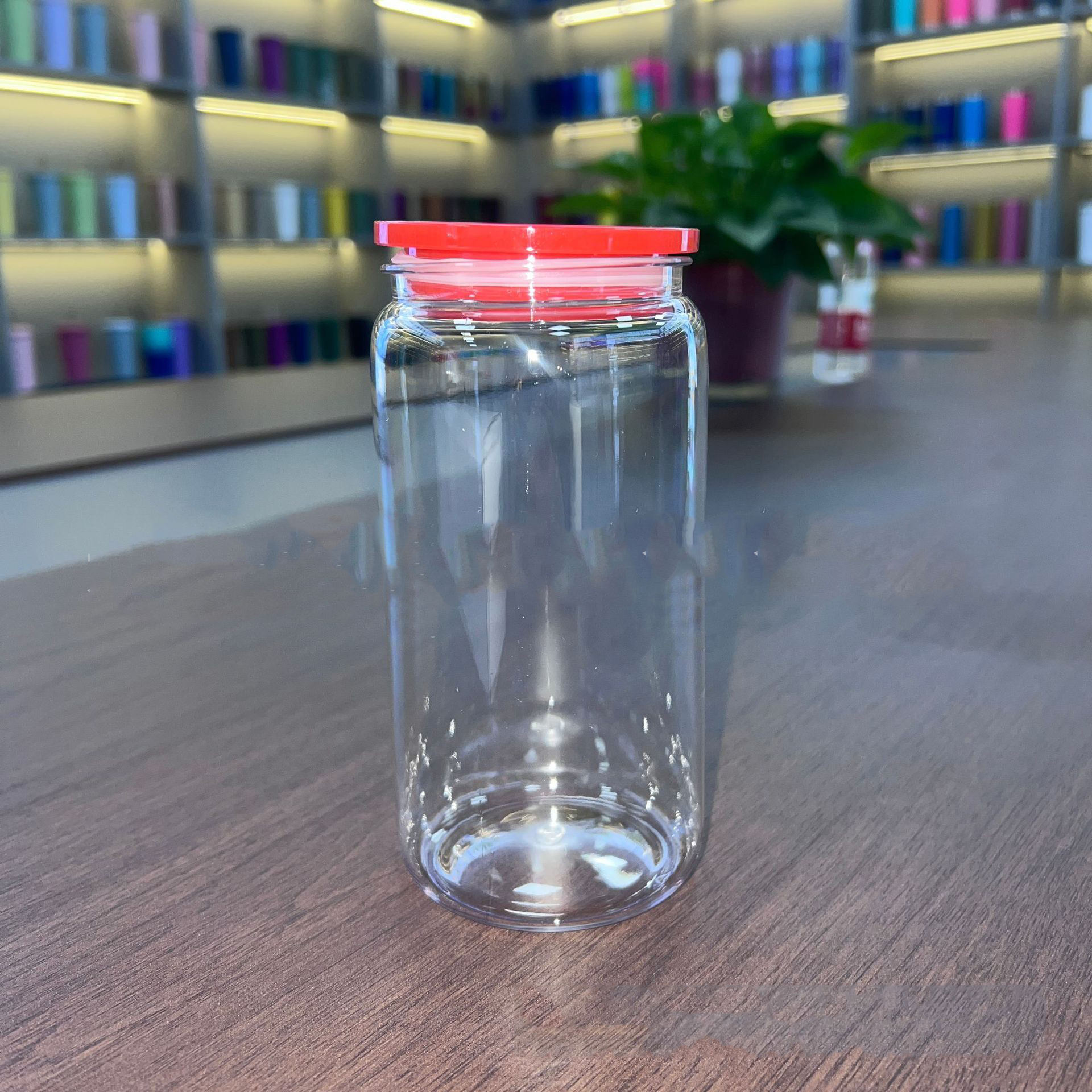 With red plastic lid