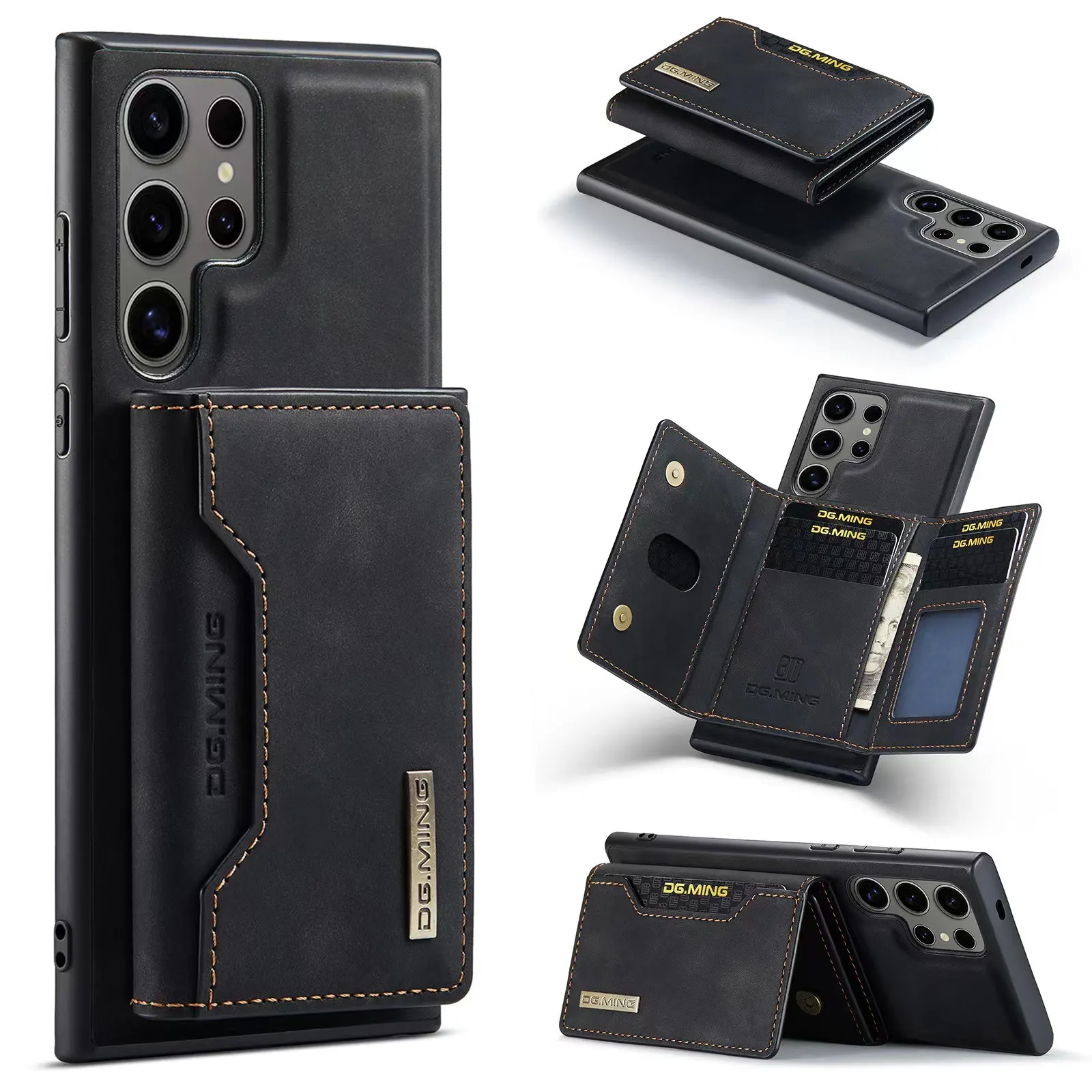 SAMSUNG S24 S24Ultra S23Ultra 레트로 카드 홀더 플립 커버 용 분리형 마그네틱 가죽 지갑 전화 케이스