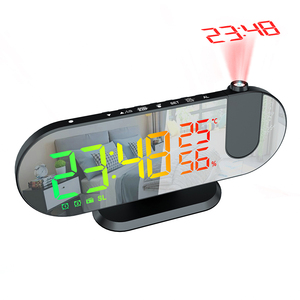 RGB часы с дисплеем температуры и влажности Будильник 180 ° проектор 9 дюймов светодиодные цифровые часы с радио и портами USB - Product Image 1