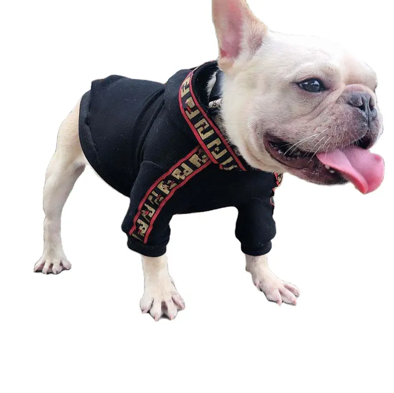 Pet dog sweater with letter F brand black hoodie new design fashion luxury dog two-legged clothing wholesale