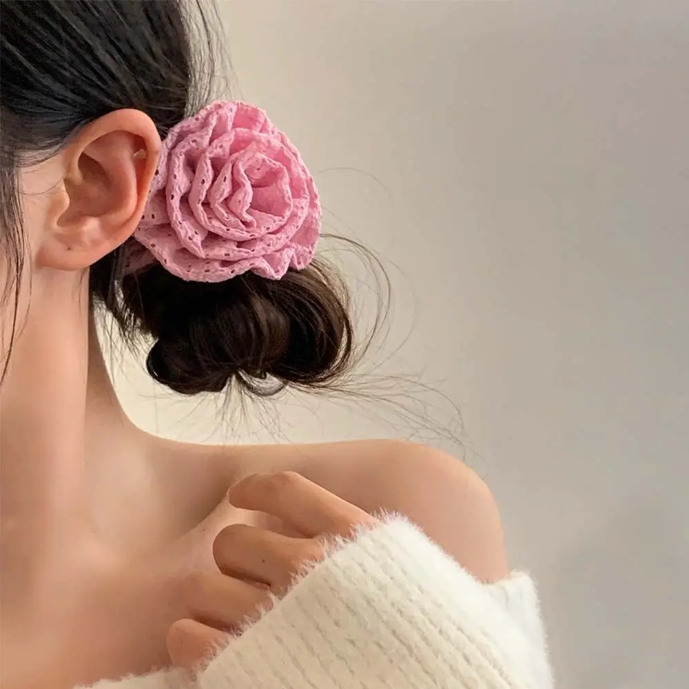 New Hoa Scunchies Tùy Chỉnh Đàn Hồi Tóc Ban Nhạc Phụ Nữ Cô Gái Màu Hồng Satin Lụa Mini Bán Buôn Tóc Tie Phụ Kiện
