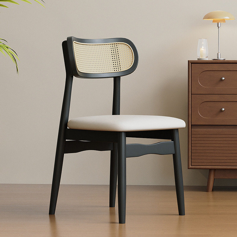 Black wooden frame-white leather