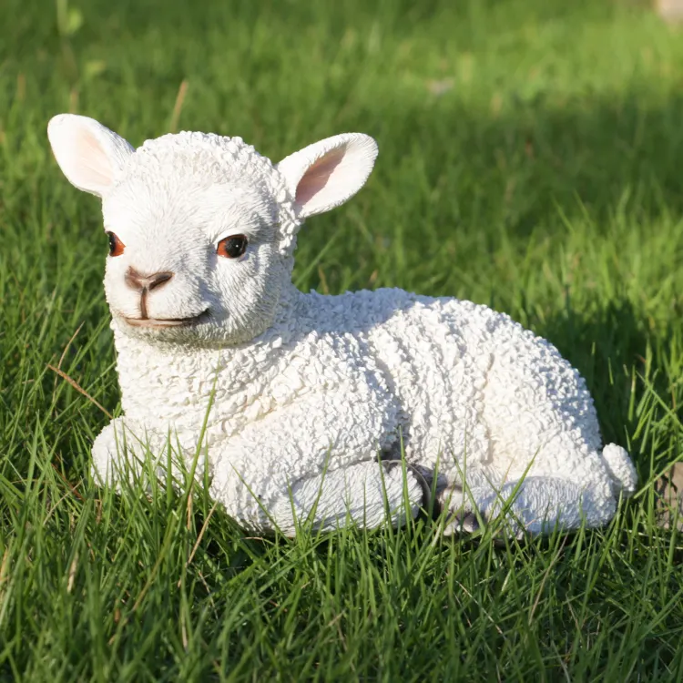 Estatuetas de ovelha de resina pequena realista, estatuetas personalizadas de animal, estatueta de ovelha de poliresina para venda #