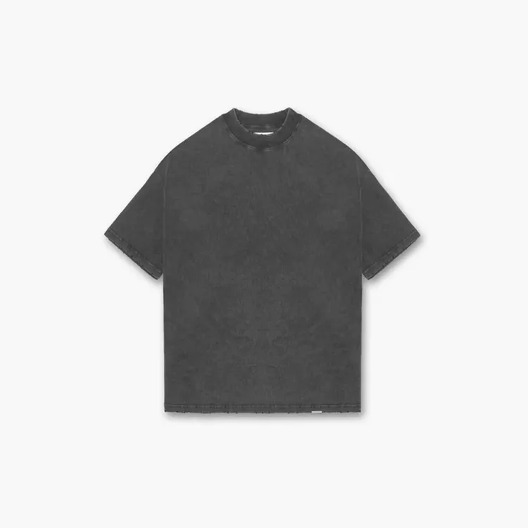 Dec Oem-camisetas personalizadas de Kaos, Camisa lisa de 100% algodón, gris oscuro, de gran tamaño, de peso pesado, Vintage, de lavado de ácido