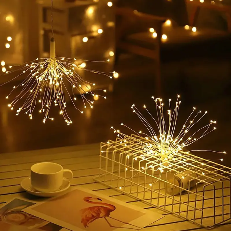 Nuovo Design Starburst sfera luci fuochi d'artificio 8 modalità di controllo luce a sospensione impermeabile per decorazioni natalizie