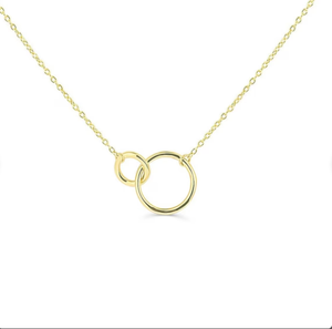 Infinity Minimal Dainty çift daire kolye birlik bağlantı birbirine kolye narin katmanlama kolye basit - Product Image 1