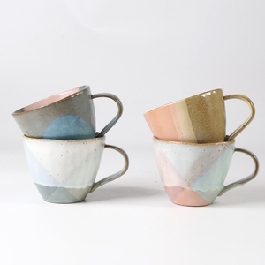 น่าสนใจการออกแบบที่ไม่ซ้ำกัน Rustic Overlap Reactive Glaze Terracotta ชุดถ้วยชาส่วนบุคคลกาแฟแก้วเซรามิคสำหรับของขวัญ - Product Image 1