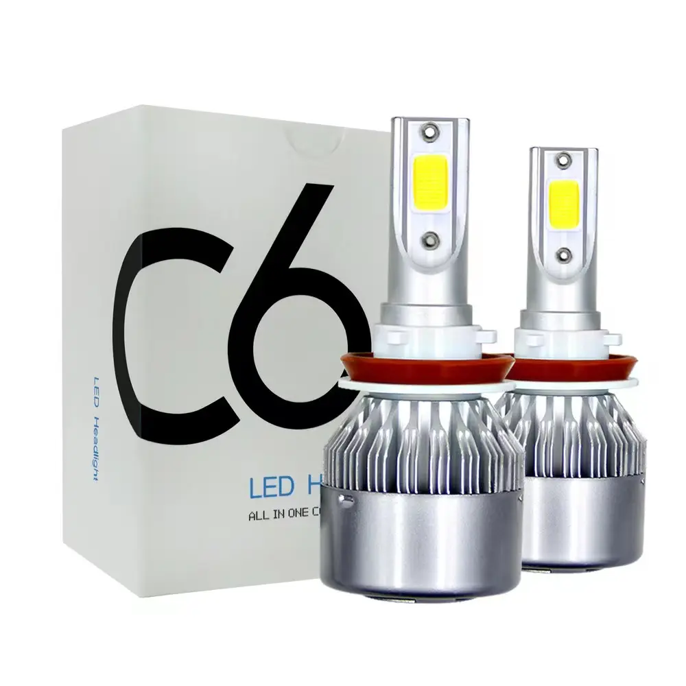 メーカーのLEDヘッドライトは超明るいです。ヘッドランプH1H3H4H7H11インターフェイスC6カーヘッドライトは高電球と低電球です