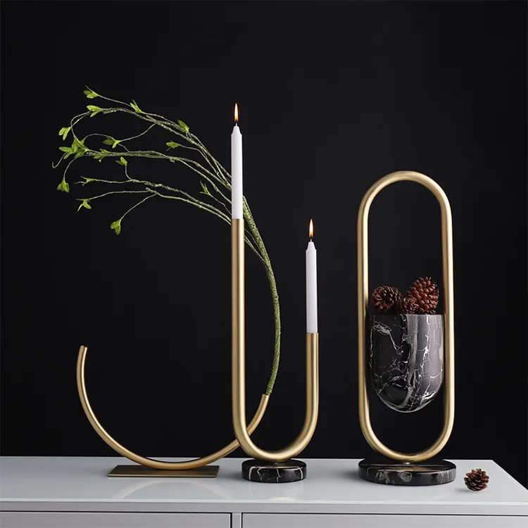 Conjunto de velas com suporte de metal, conjunto europa para jardim, casamento, decoração dourada, pedras de ouro, vaso de flores, de cobre