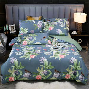 春夏新款60线支四件套印花水洗蚕丝床单被套现代简约风格 - Product Image 5